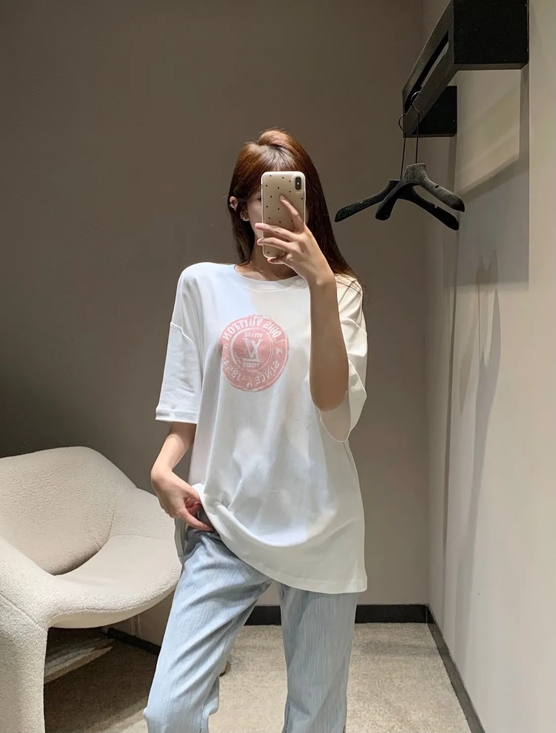 Louis Vuitton/Louis Vuitton 25ss seal logo printed short sleeves